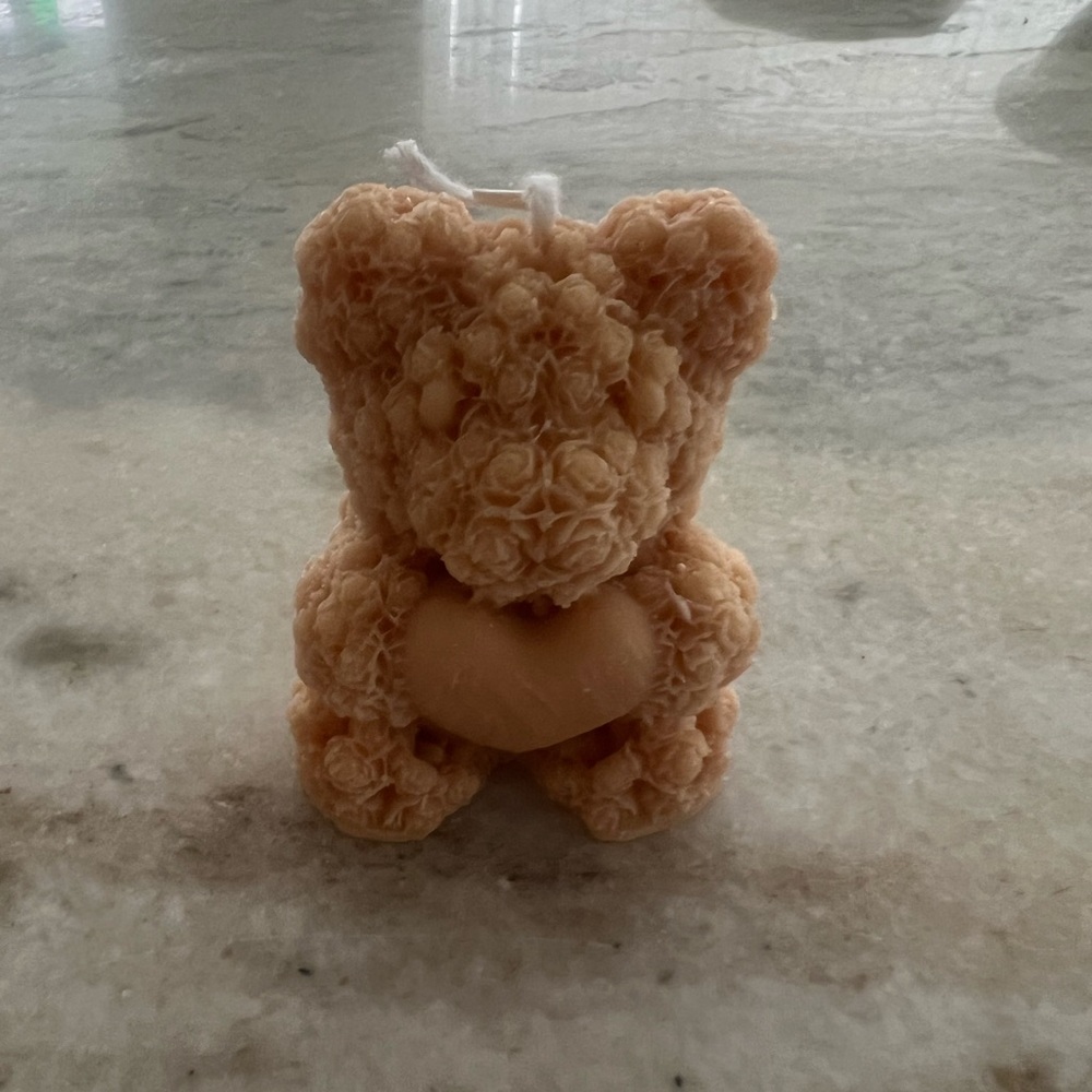 Peach Teddy Bear Candle